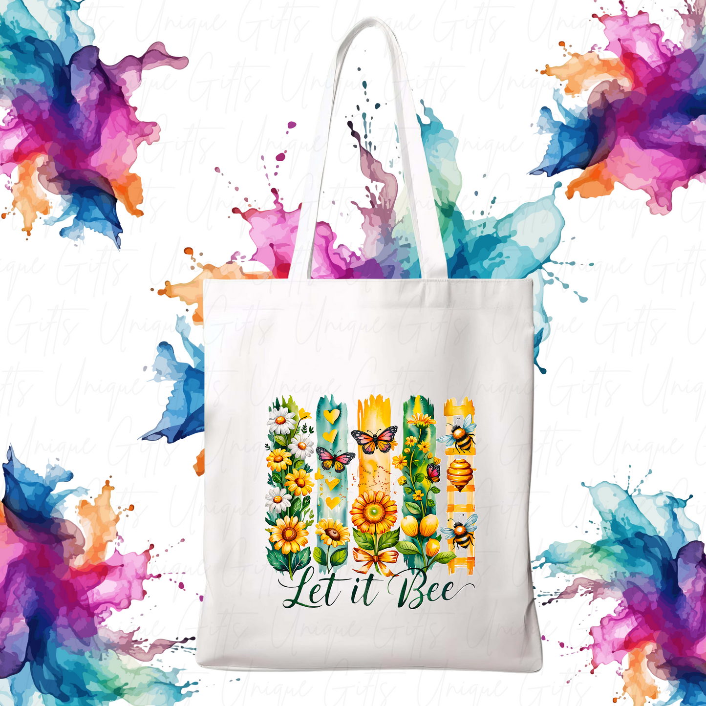 White Tote Bag – Funny ‘Let It Bee’ Design, Reusable Everyday Bag”