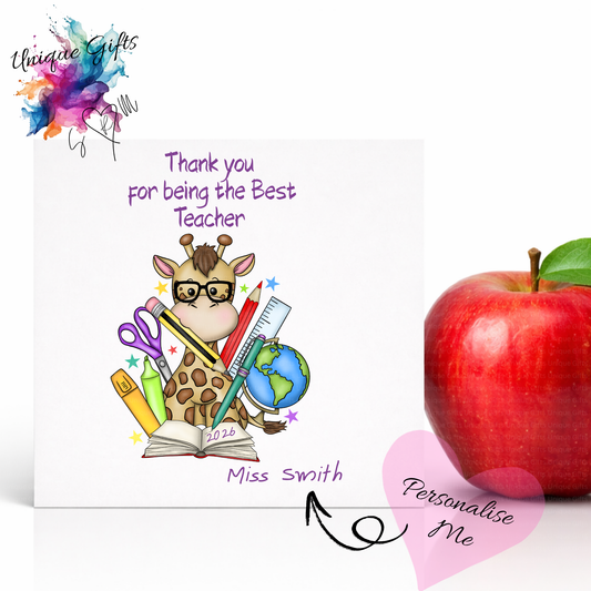 Best Teacher Card – Giraffe
