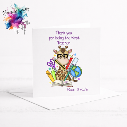 Best Teacher Card – Giraffe