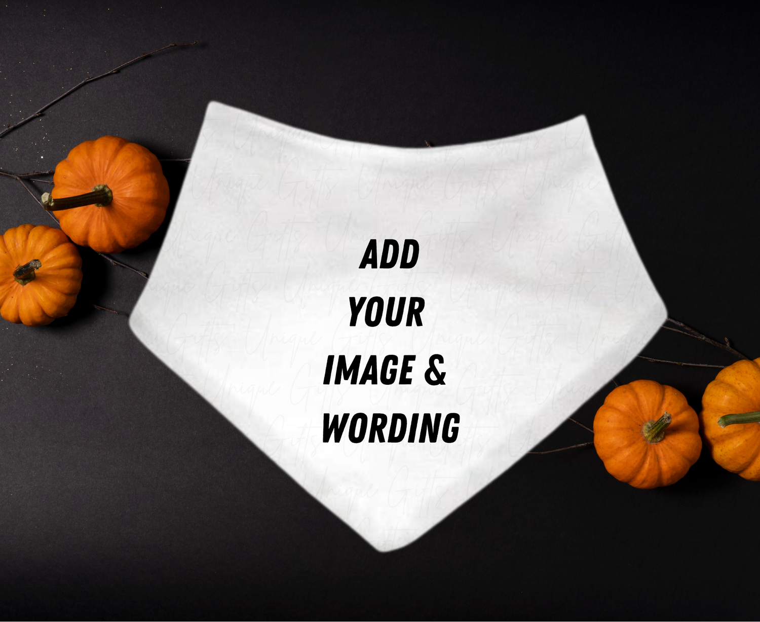 Personalised Halloween bandana bib – add your own text or image, custom baby gift