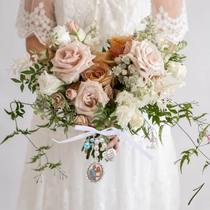 Pearl Pendant Wedding Bouquet Charm – Memorial Photo Pendant Keepsake