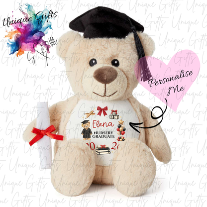 Personalised Graduation Teddy Bear 2026 – Custom Name Nursery Leavers Gift – Unique Gifts