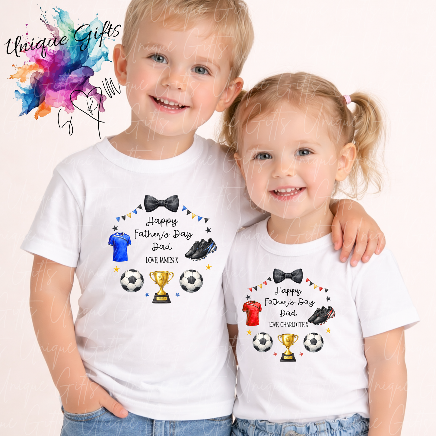 Personalised football t-shirt – Dad or Grandad's little footballer kids tee, sizes 6 months to 5-6 years