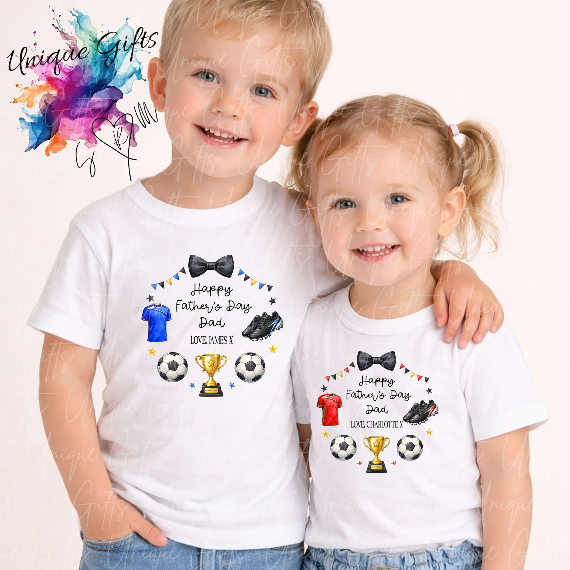 Personalised football t-shirt – Dad or Grandad's little footballer kids tee, sizes 6 months to 5-6 years