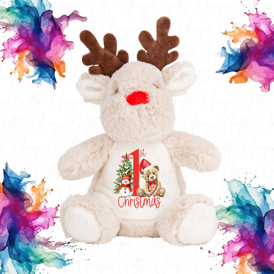 Reindeer Plush – Personalised Soft Toy | Baby & Kids Keepsake, 100% Polyester