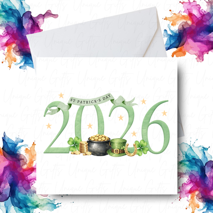 St Patrick's Day 2026 card – handmade personalised 6x6 inch Irish greeting card