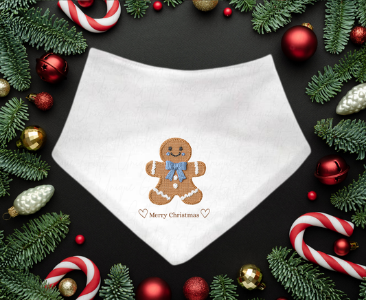 Christmas Bandana Bib – Cute Blue Gingerbread Man Design