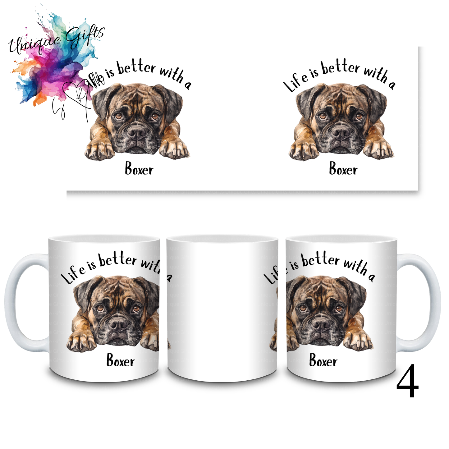Boxer Dog Coffee Mug | Life is Better with a Boxer – 11oz Ceramic