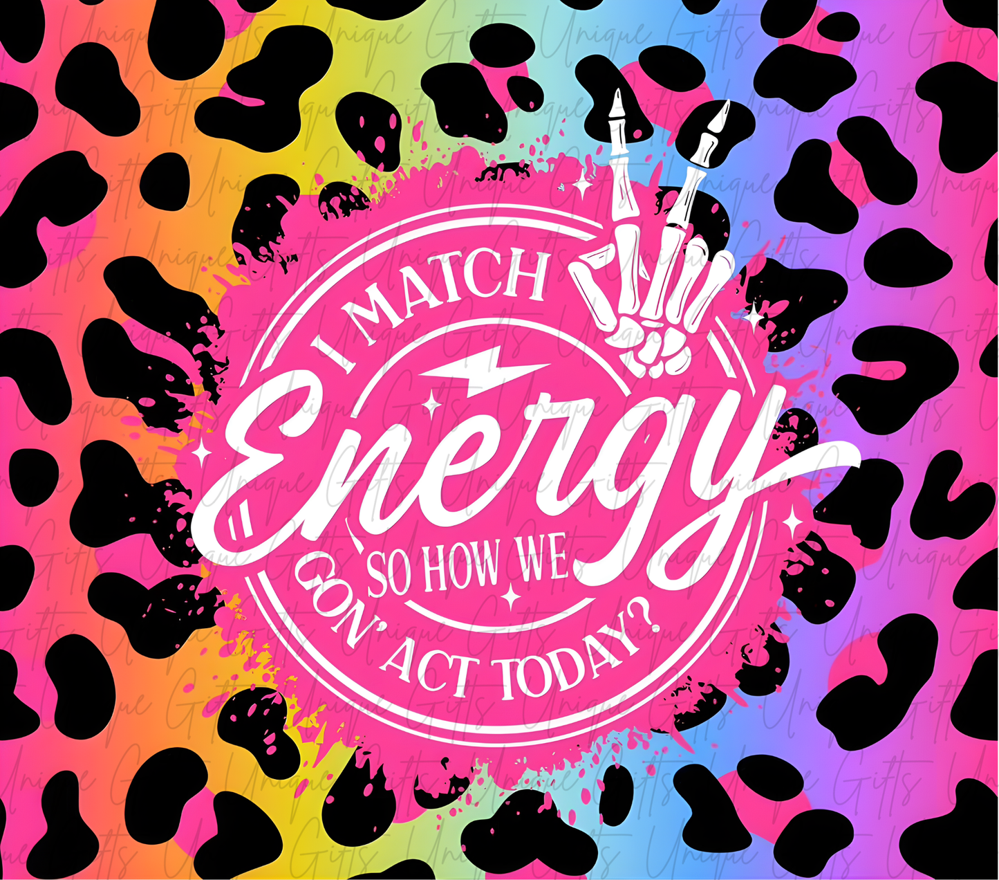 Energy quote tumbler close up – vibrant colourful design, personalised gift idea