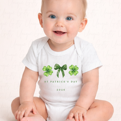 St Patrick's Day Lucky Bow Baby Grow | Unique Gifts