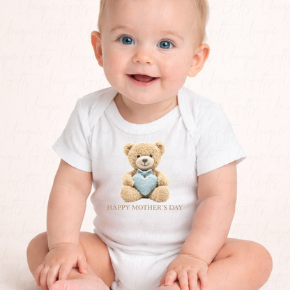 Happy Mother's Day Holding Heart Baby Grow | Unique Gifts