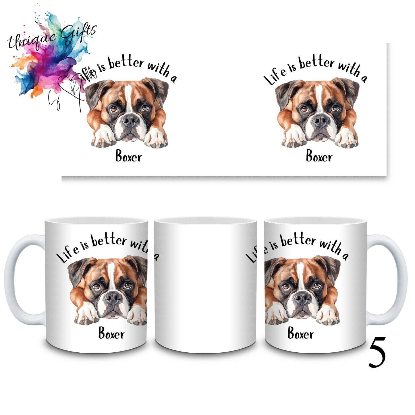Boxer Dog Coffee Mug | Life is Better with a Boxer – 11oz Ceramic