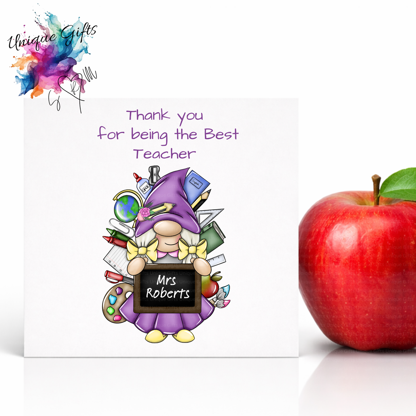Best Teacher Card – Gnome Girl