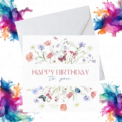 Birthday Card – Handmade Flower Design, Elegant and Colourful
