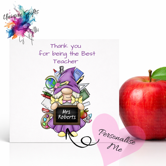 Best Teacher Card – Gnome Girl