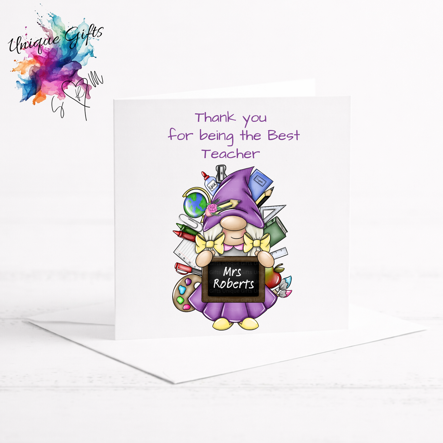 Best Teacher Card – Gnome Girl