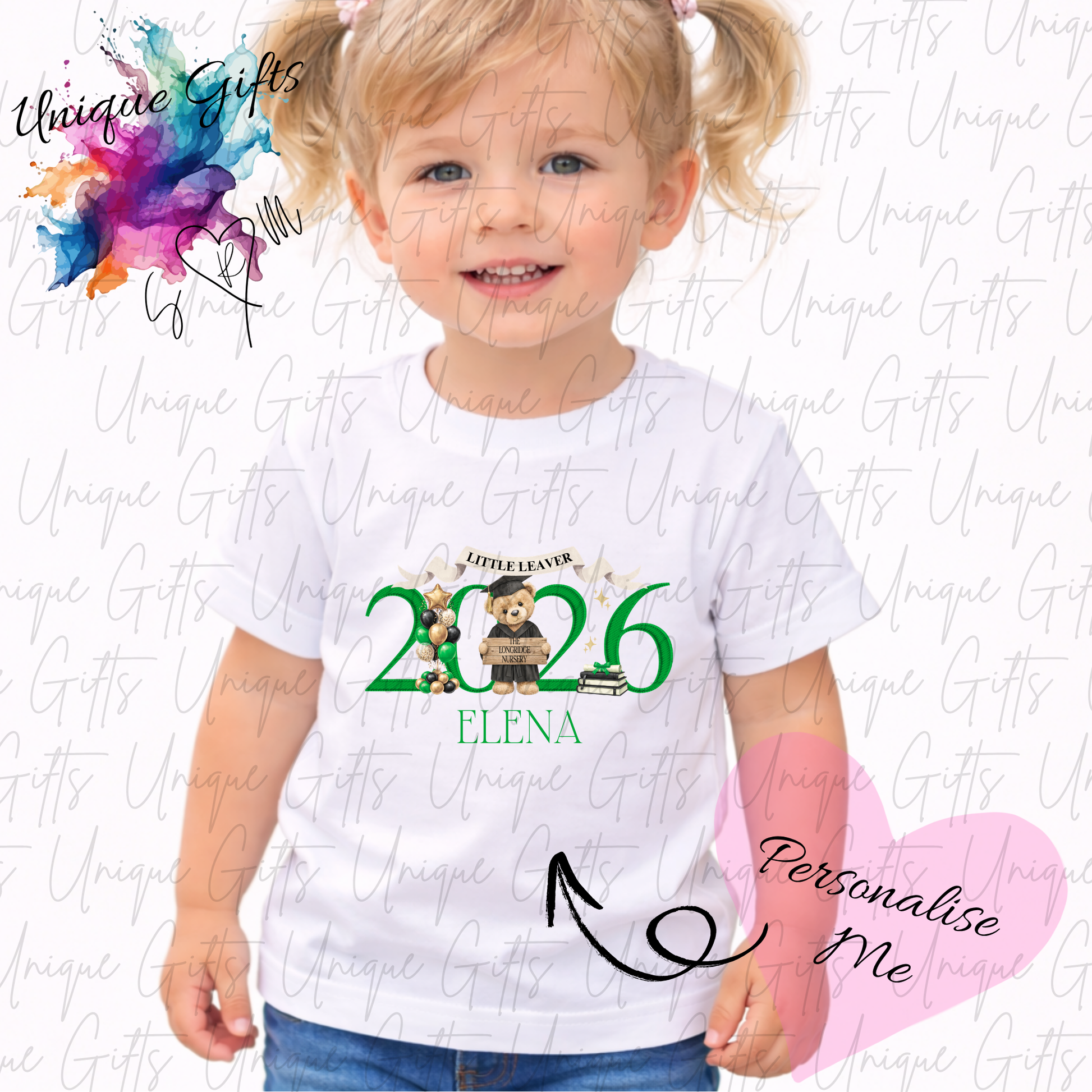 Personalised nursery leavers t-shirt 2026 – custom name children's graduation keepsake top, available in 12 colours