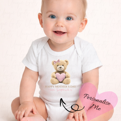 Happy Mother's Day Holding Heart Baby Grow | Unique Gifts