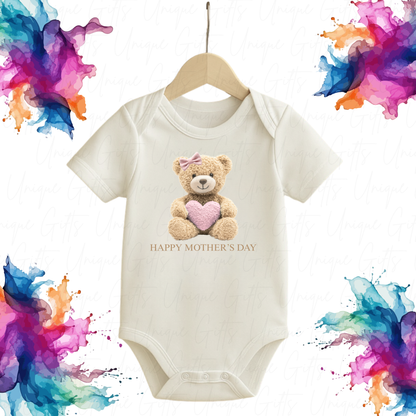 Happy Mother's Day Holding Heart Baby Grow | Unique Gifts