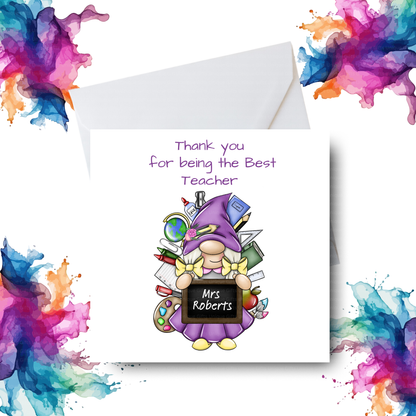 Best Teacher Card – Gnome Girl