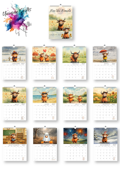Moo-tiful Moments Highland Cow Calendar 2027