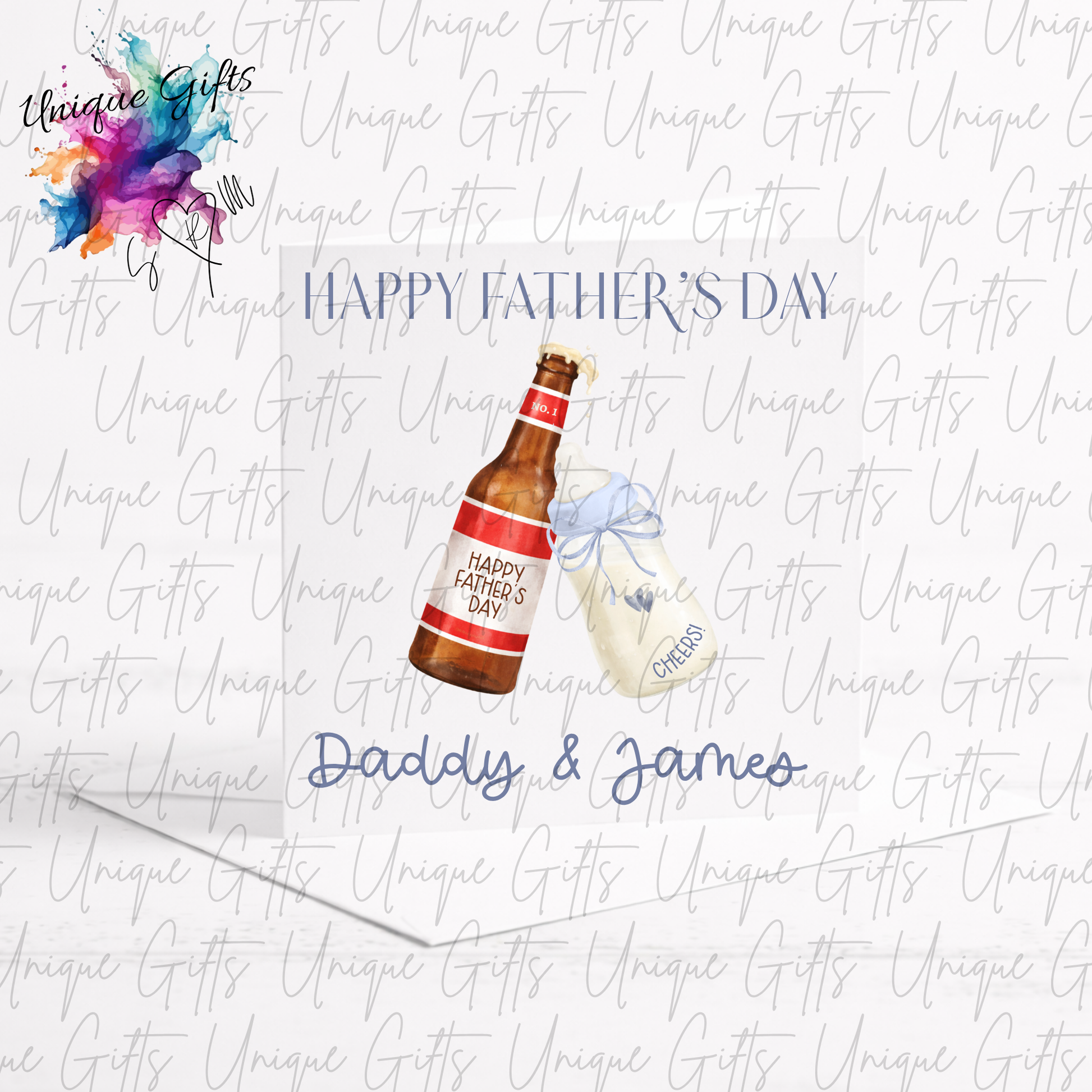 personalised-beer-pint-glass-fathers-day-card-daddy-or-grandad | Unique Gifts