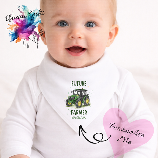 Personalised Future Farmer Bandana Bib – Tractor Design