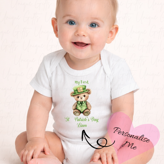 My First St Patrick's Day Bear Baby Grow | Unique Gifts