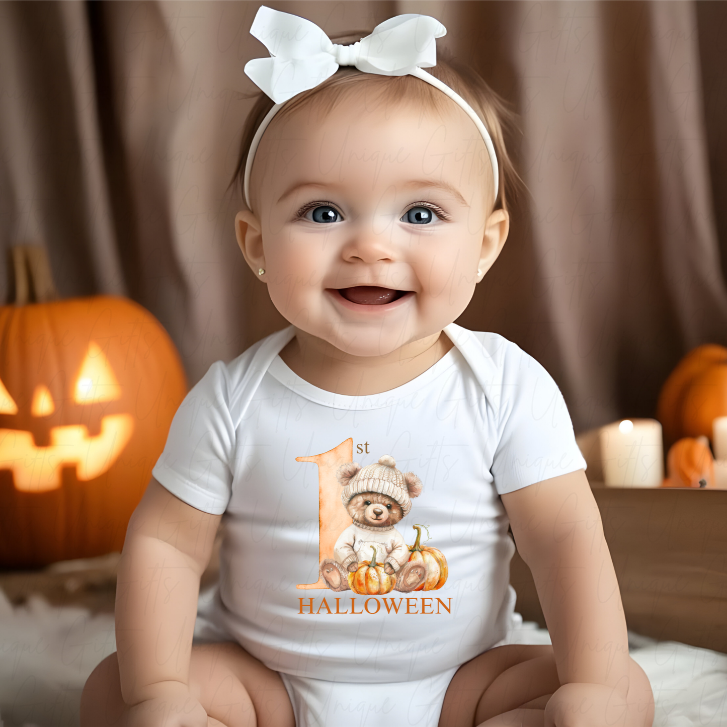 Personalised First Halloween Baby Grow – Bear Design