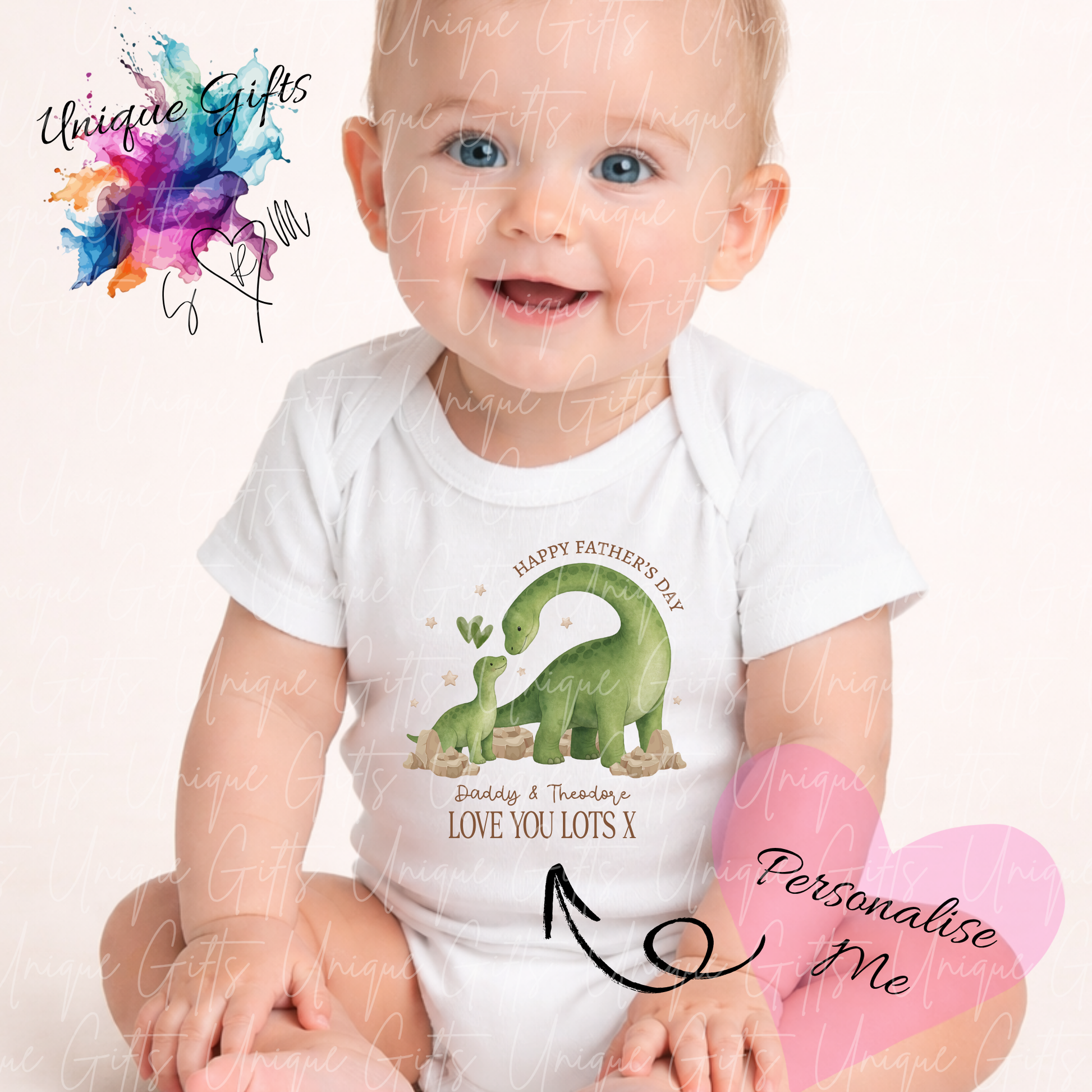 Dinosaur Daddy or Grandad Baby Grow | Unique Gifts