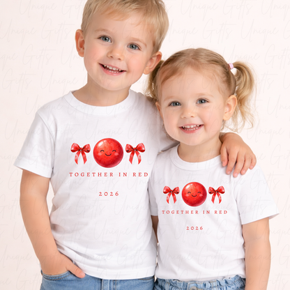 Personalised Red Nose Day 2026 red nose design children's t-shirt – custom name kids tee, sizes 6 months to 5-6 years