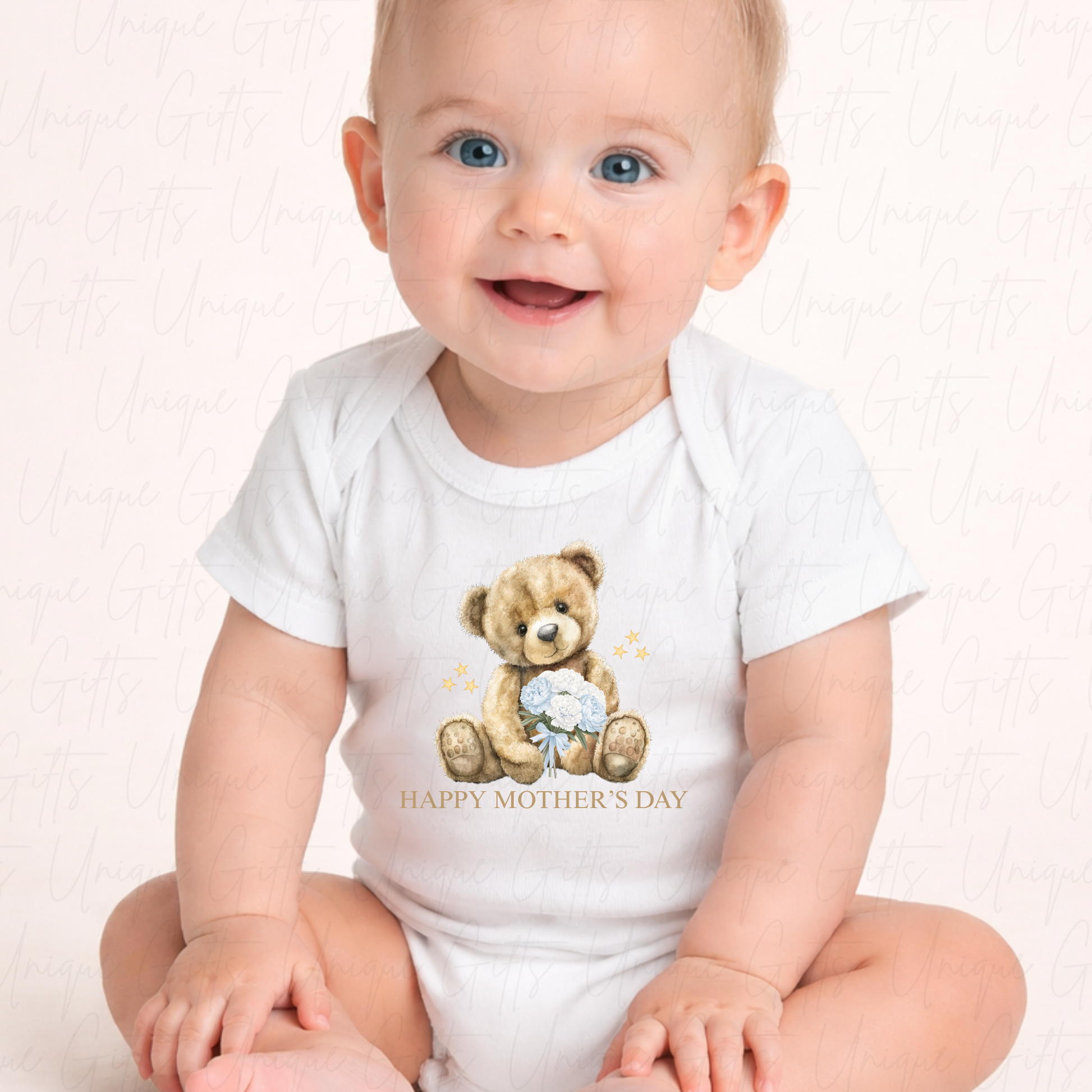 Happy Mother's Day Holding Flowers Baby Grow | Unique Gifts