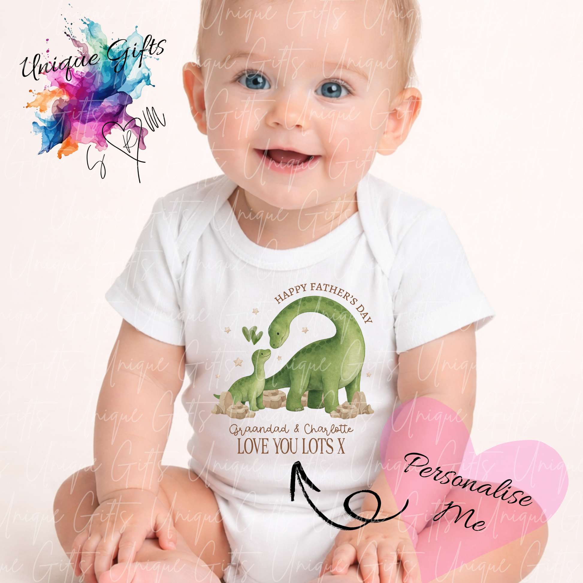 Dinosaur Daddy or Grandad Baby Grow | Unique Gifts