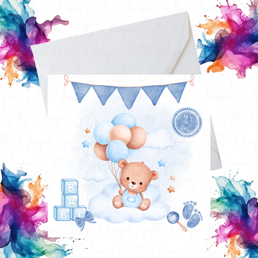Welcome Baby Card – “It’s a Boy” Celebration Design, Handmade