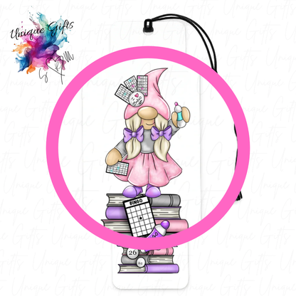 Bingo gonk bookmark close up – quirky gonk design, personalised gift for bingo lovers