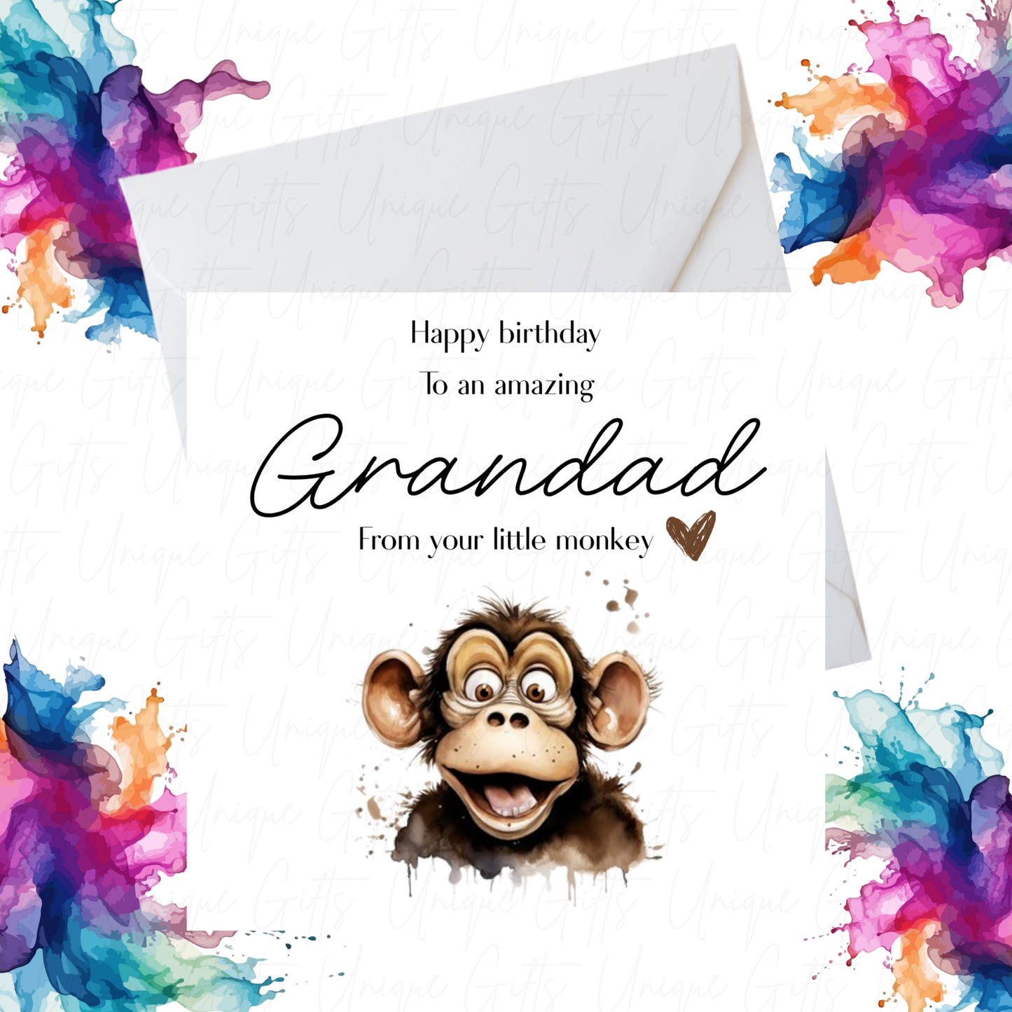 Happy Birthday Grandad Card – Cheeky Monkey Design, Handmade Birthday Card