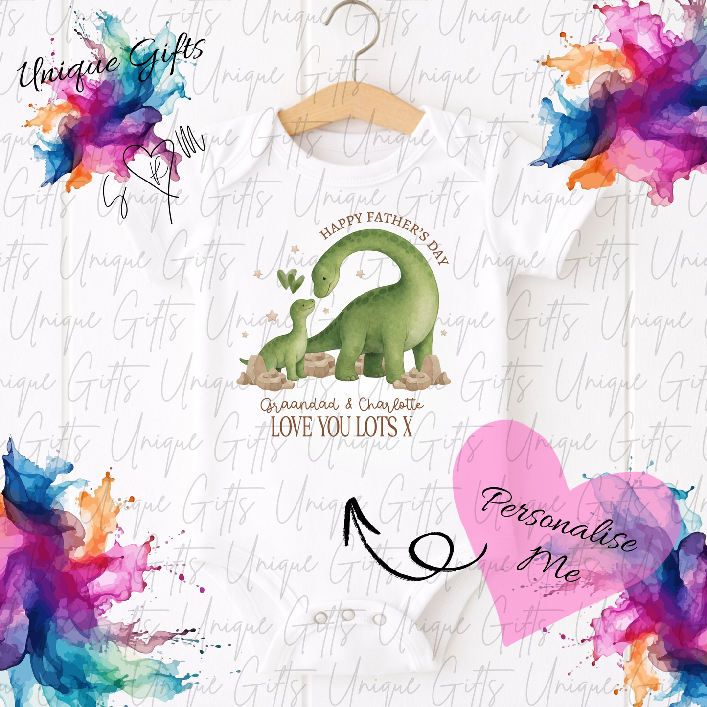 Dinosaur Daddy or Grandad Baby Grow | Unique Gifts