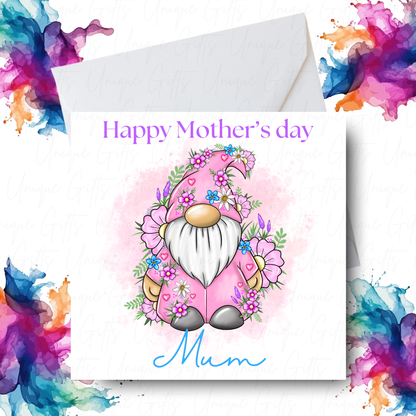 Pink Flowery Gonk Mother's Day Card Design – Unique Gifts