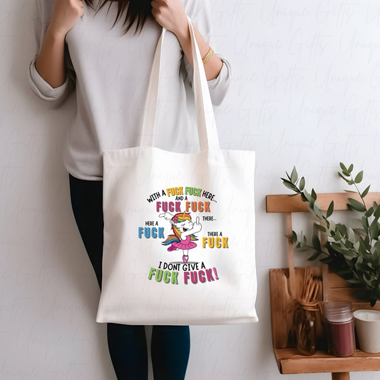 Tote Bag in White with Unicorn Design