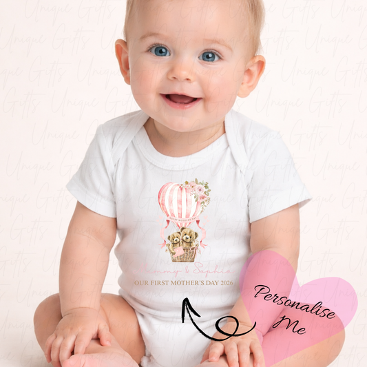Our First Mother's Day Hot Air Balloon Baby Grow | Unique Gifts