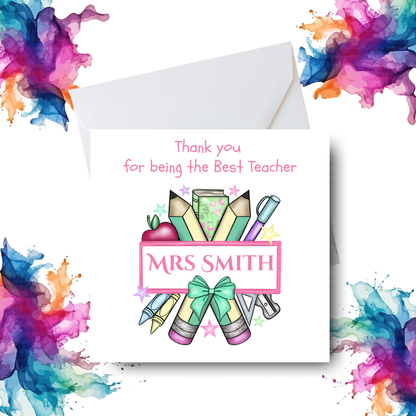 Best Teacher Card – Stationery Bouquet