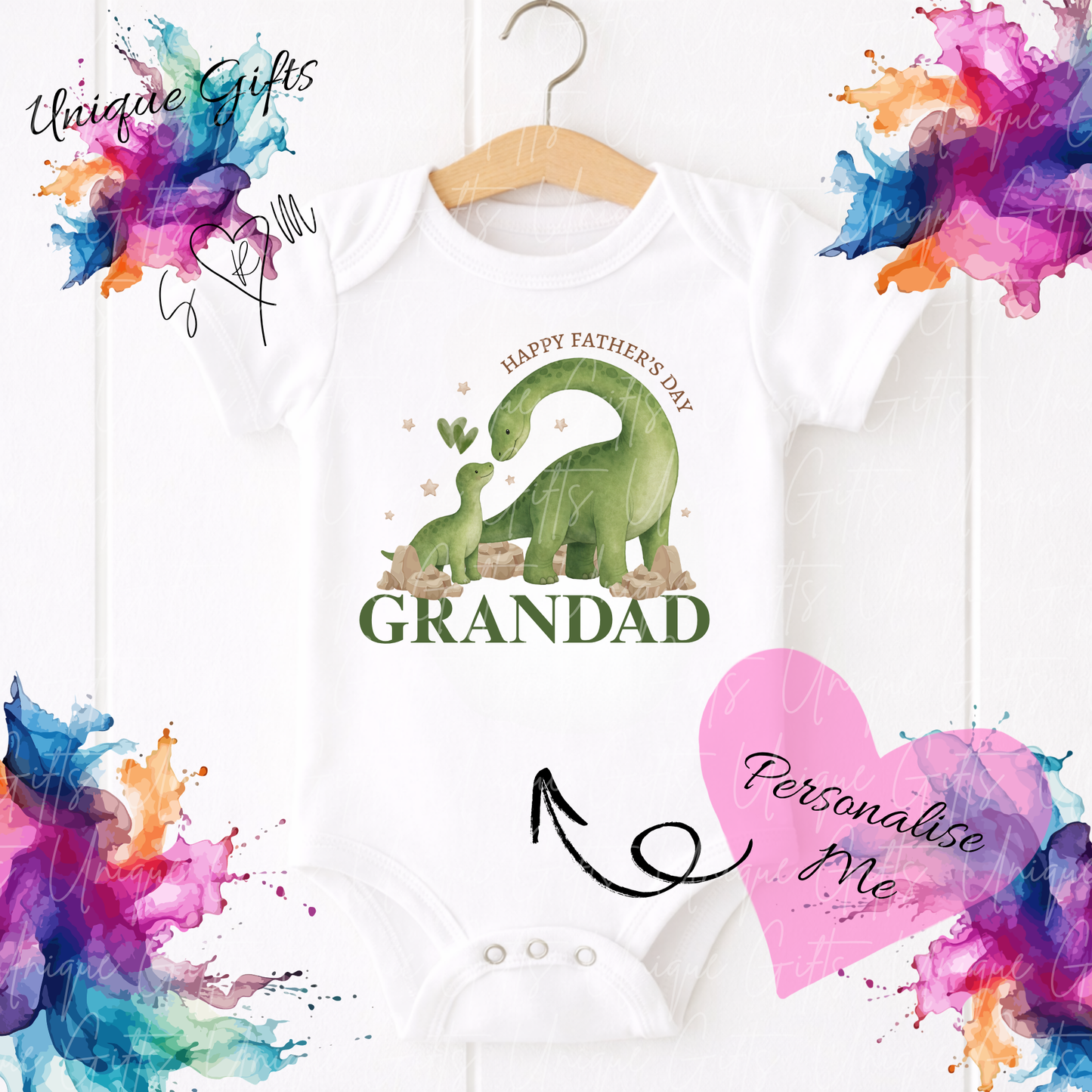 Dinosaur Dad or Grandad Baby Grow | Unique Gifts