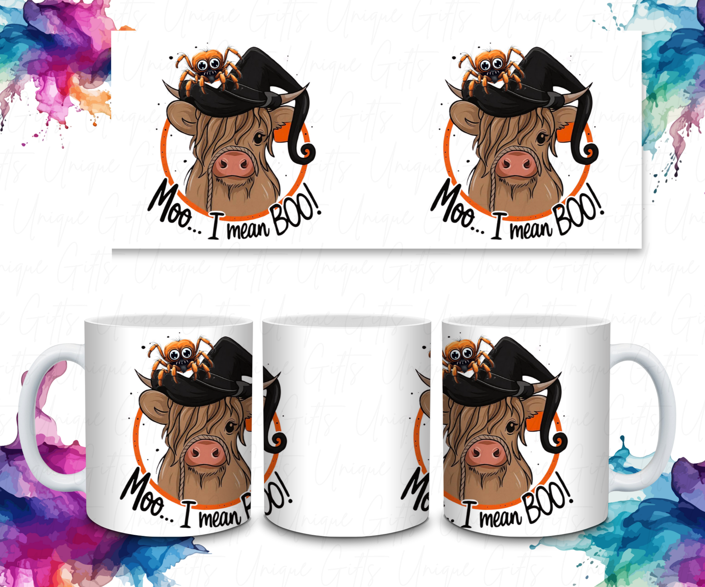 Halloween Coffee Mug – Highland Cow Design | 11oz White Ceramic