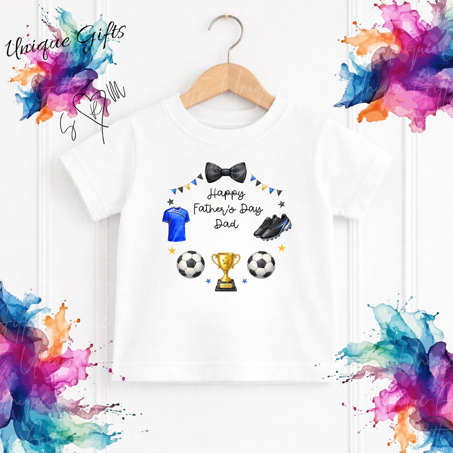 Personalised football t-shirt – Dad or Grandad's little footballer kids tee, sizes 6 months to 5-6 years