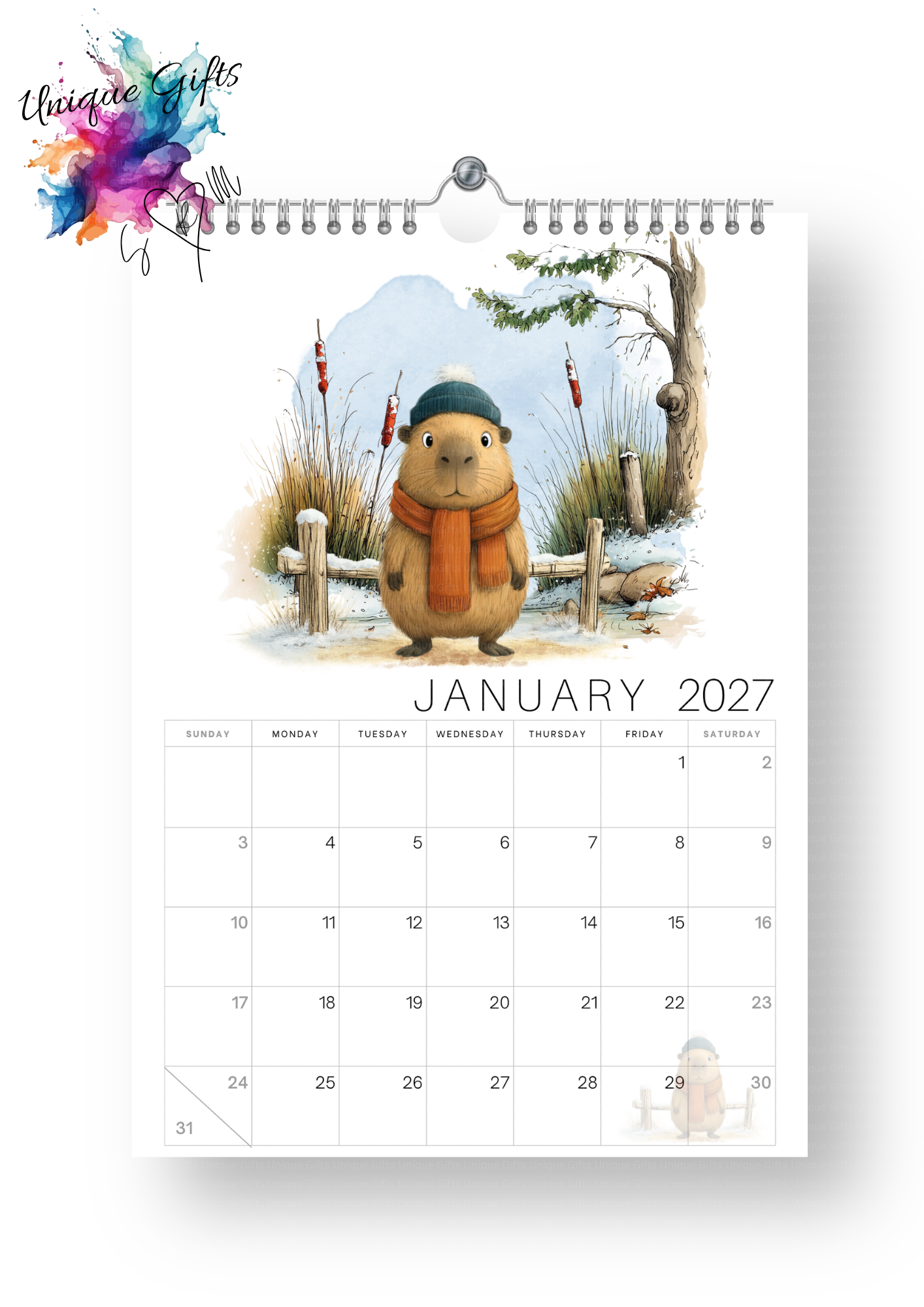 Timber Tales Capybara Calendar 2027