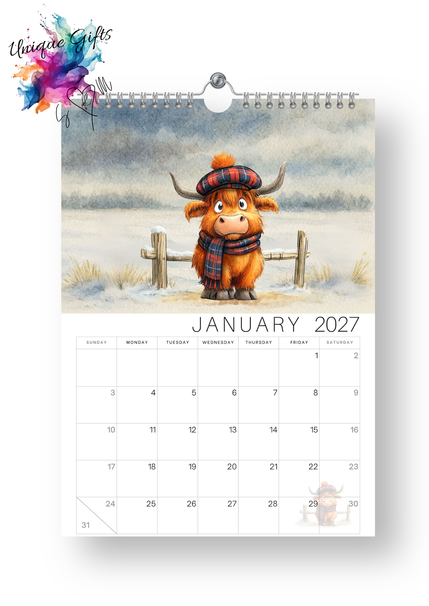 Moo-tiful Moments Highland Cow Calendar 2027