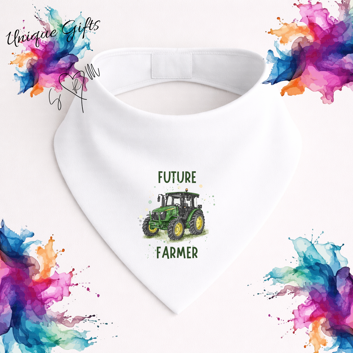 Personalised Future Farmer Bandana Bib – Tractor Design