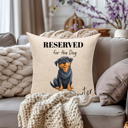 Personalised Rustic Linen Look Cushion Cover – 40cm Square | Reserved for the Dog