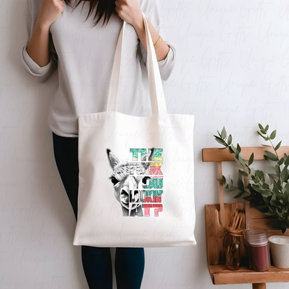 Tote Bag in White with Swearing Llama Design