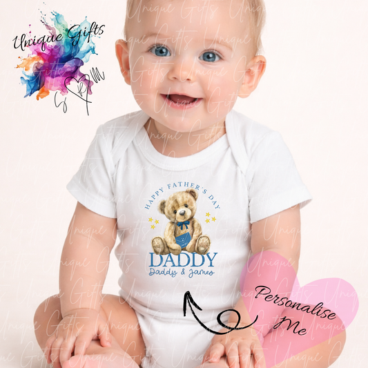 Cute Bear Daddy or Grandad Baby Grow | Unique Gifts